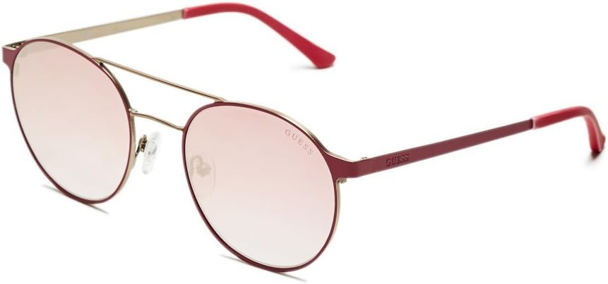 Guess GU3023 Eyewear - Unisex - Sunglasses - Pink Frame, Bordeaux Mirror Lenses, 52 mm GU30235274U