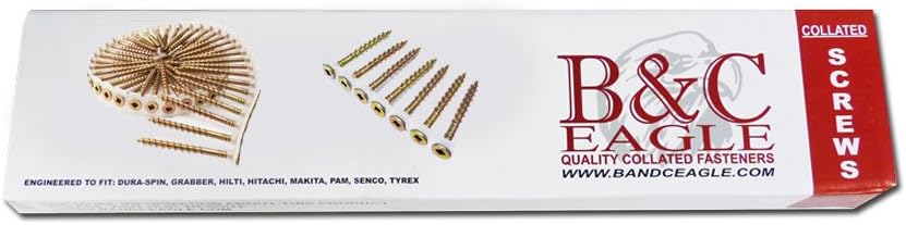 B&C Eagle CS8X134YZ No 2 Square Drive 1000-Count 8 by 1-3/4-Inch Yellow Zinc Collated Subfloor Screws - Set Screws - 