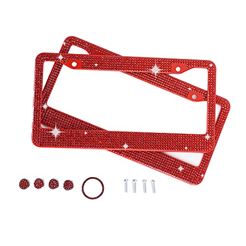 Miuincy CPK-R 2Pack Red Rhinestone License Plate Frame thumb #3