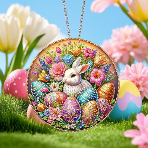 Guidre DIY Diamant Desktop Ornament,Diamond Painting Ostern Desktop-Ornament, Speziell geformter Kristall Osterhase,Oster Hase Geschenk,Diamant Kunstmalerei Tischdekoration Diamant (B)
