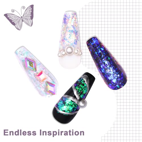 Laza LA-240428 Colorful Moonlight Chameleon Flakes Nail Glitter Irregular Opal Nail Foil Flakes Chunky Confetti Color-Shift Sequins Iridescent Fairy Dust For Mermaid Nails Design, Nail Decorations For Nail Art thumb #1