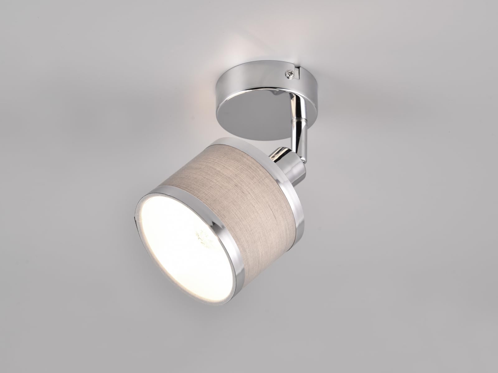 Moderne Wandleuchte Mit Stoffschirm - Silber Chrom & Grau, Dimmbare LED