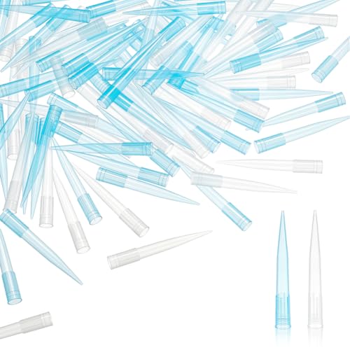 BENECREAT 600pcs 1000 uL Pipette Tips, 2 Colors Sterile Bulk Pipette Tips, 1 ml Dropper Accessories for Most Popular Pipettes, Laboratory Work, Industrial Applications, White and Blue