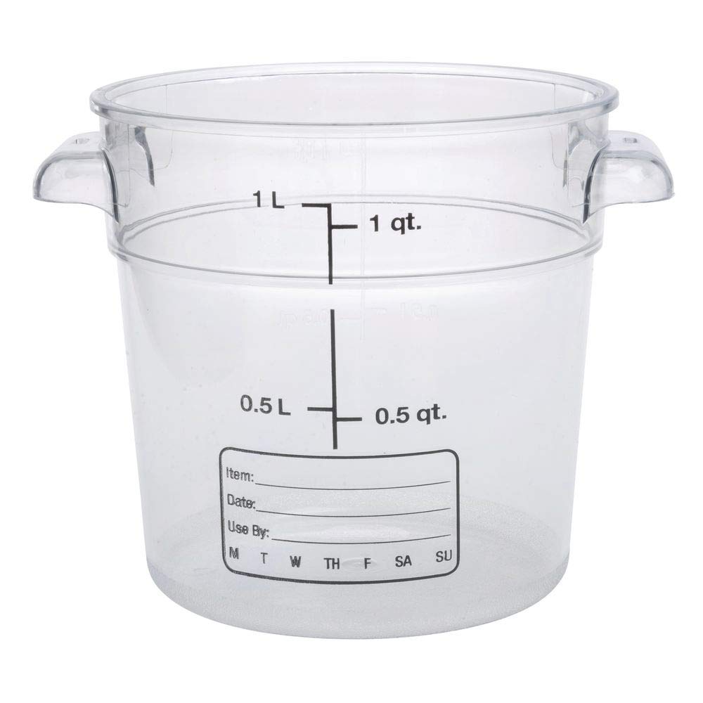 StorPlus Polycarbonate Round Food Storage Container by Carlisle – 1.0 quarts, Polycarbonate (PC), Clear, Model 1076107