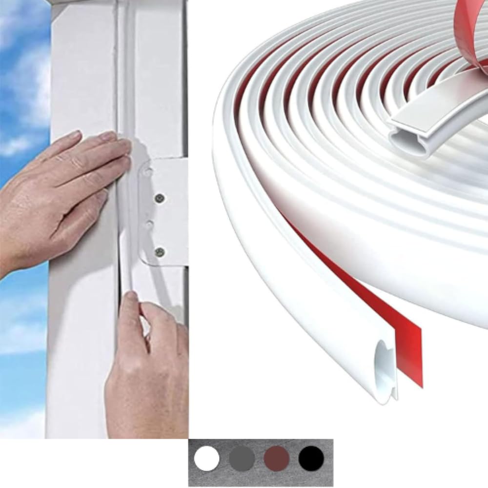 Rubber Weather Stripping Door Seal Strip, Window Sealing Tape, Self-Adhesive Backing D-Shape Soundproofing for Door Frame Insulation Large Gap, Easy Cut to Size (White)