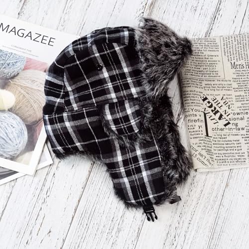 Image of ONWAY Trapper Hat Winter Hats for Women Men with Faux Fur Ear Flaps