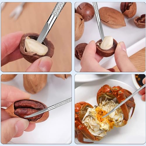 Nut Cracker 2Pcs and 4 Picks,Stainless Steel Nut Cracker Tool Set for Seafood Crackers Walnut(Silvery). - Image 6