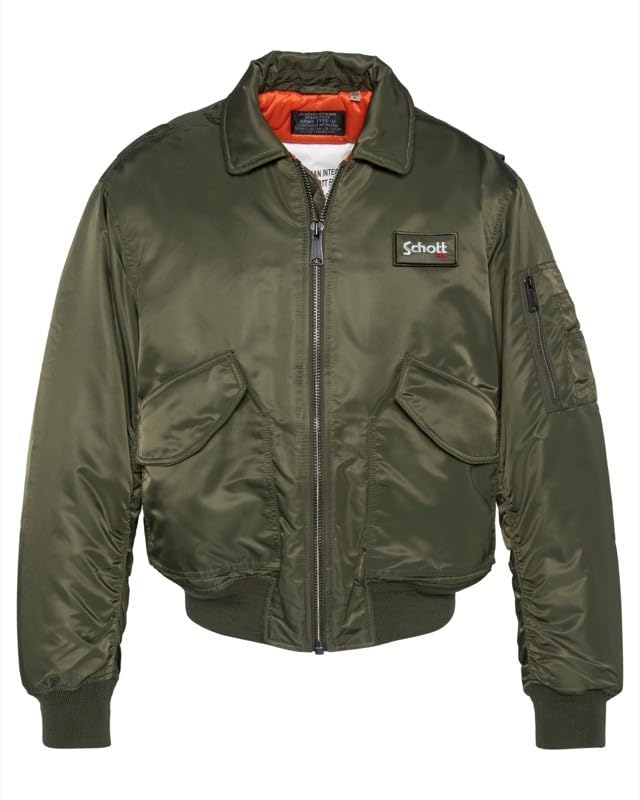 Blouson Schott NYC Homme résistant au vent veste kaki XL verte pour ne plus craindre le froid