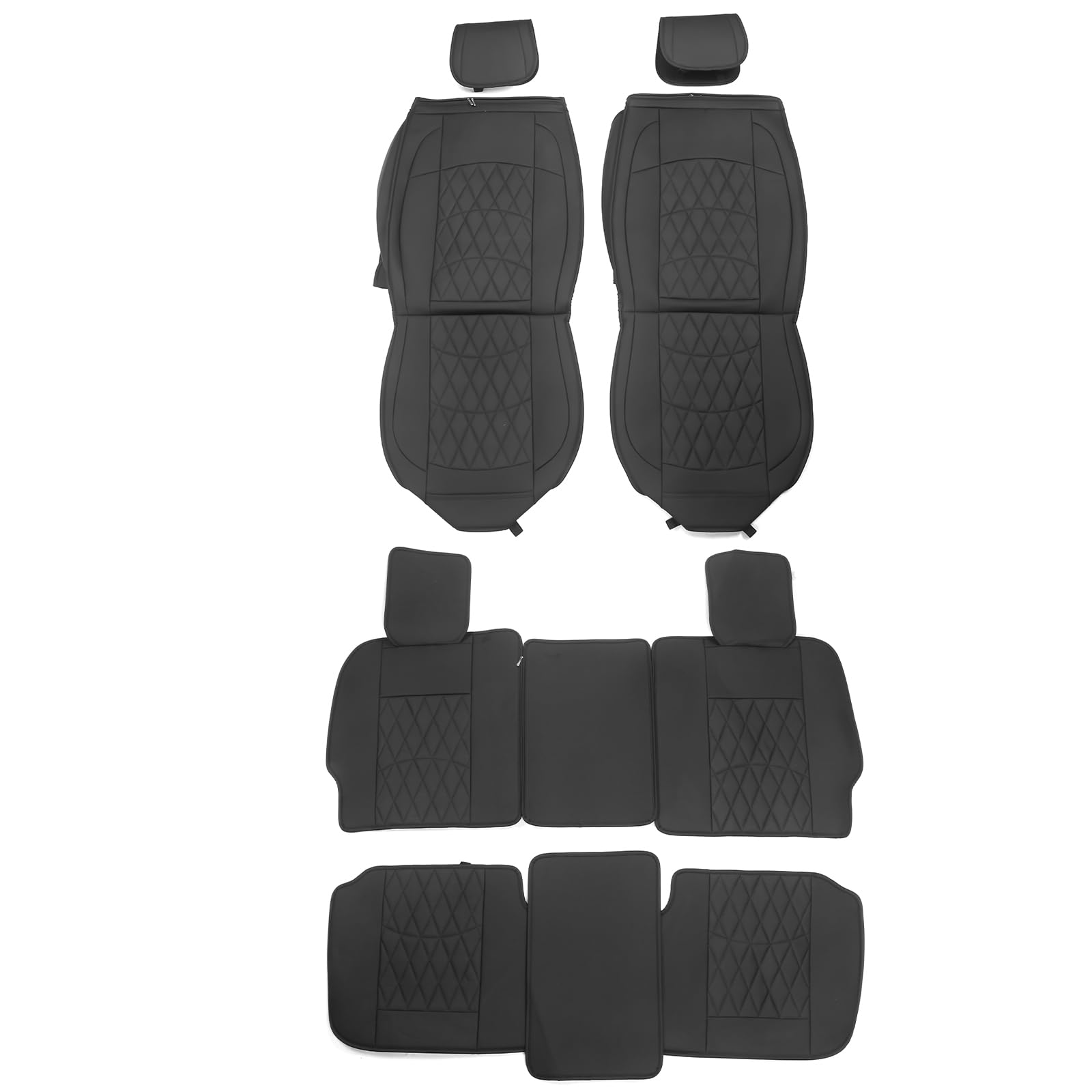 FREEMOTOR802 Compatible with 2009-2023 Dodge Ram 1500, 2010-2023 Dodge Ram 2500/3500 Seat Covers, Black PU Leather Front & Rear Auto Seat Cover