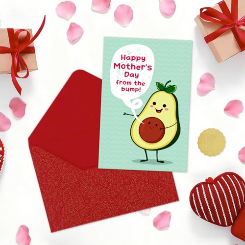 Image of FLYAB Expecting Mothers Day Gifts - Funny First Mothers Day Card with Envelope from the Bump First Pregnancy Gift for New Mom To Be Expecting Mom Daughter Wife