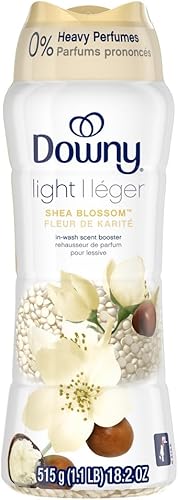 Downy Perlas elevadoras de aroma ligero para lavadora, flor de karité, 24 onzas, sin perfumes pesados