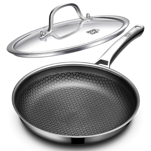 OATOFP Non Stick Frying Pans 12 inch, Hybrid Frying Skillets Nonstick with Lid,non stick Stainless Steel Pans, Dishwasher and Oven-Safe Chef Pan, Induction Compatible Cooking Pan, PFOA Free Cookware
