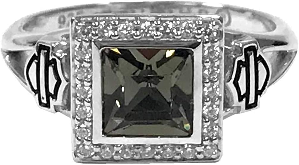 HarleyDavidson Women's Ring, Black Ice Crystal Outline Bling Ring