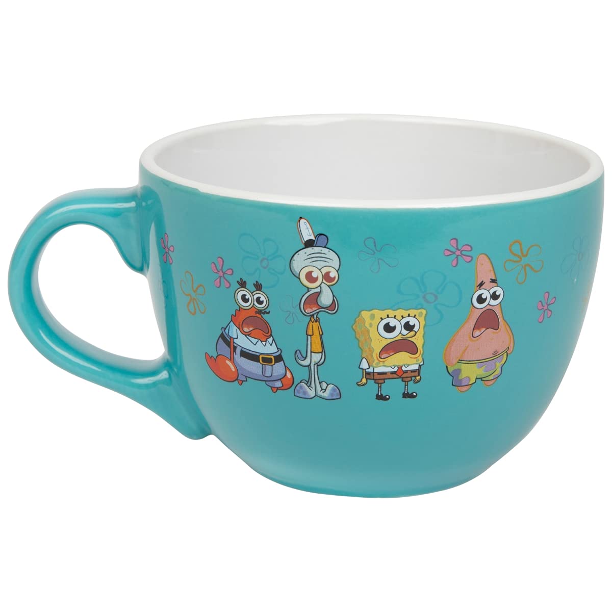 Silver BuffaloSpongebob Squarepants Shocked Meme Group Featuring Patrick, Squidward, and Mr. Krabs Ceramic Soup Mug, 24 Ounces