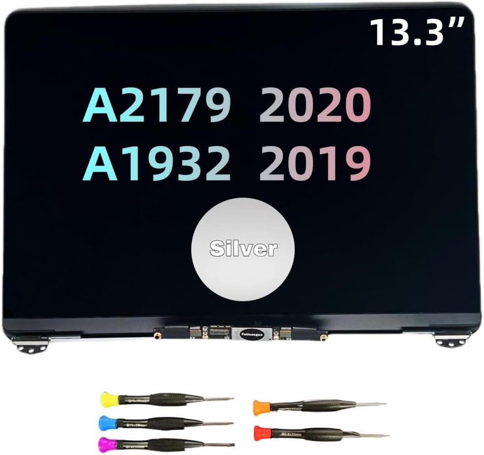 Replacement Screen for MacBook Air Retina 13" 2020 A2179 A1932 2019 Year EMC 3184 EMC 3302 MWTJ2 MWTK2 MWTL2 MVH22 LCD Display Screen Complete Assembly 2560x1600 Space Gray Silver Gold (Silver)