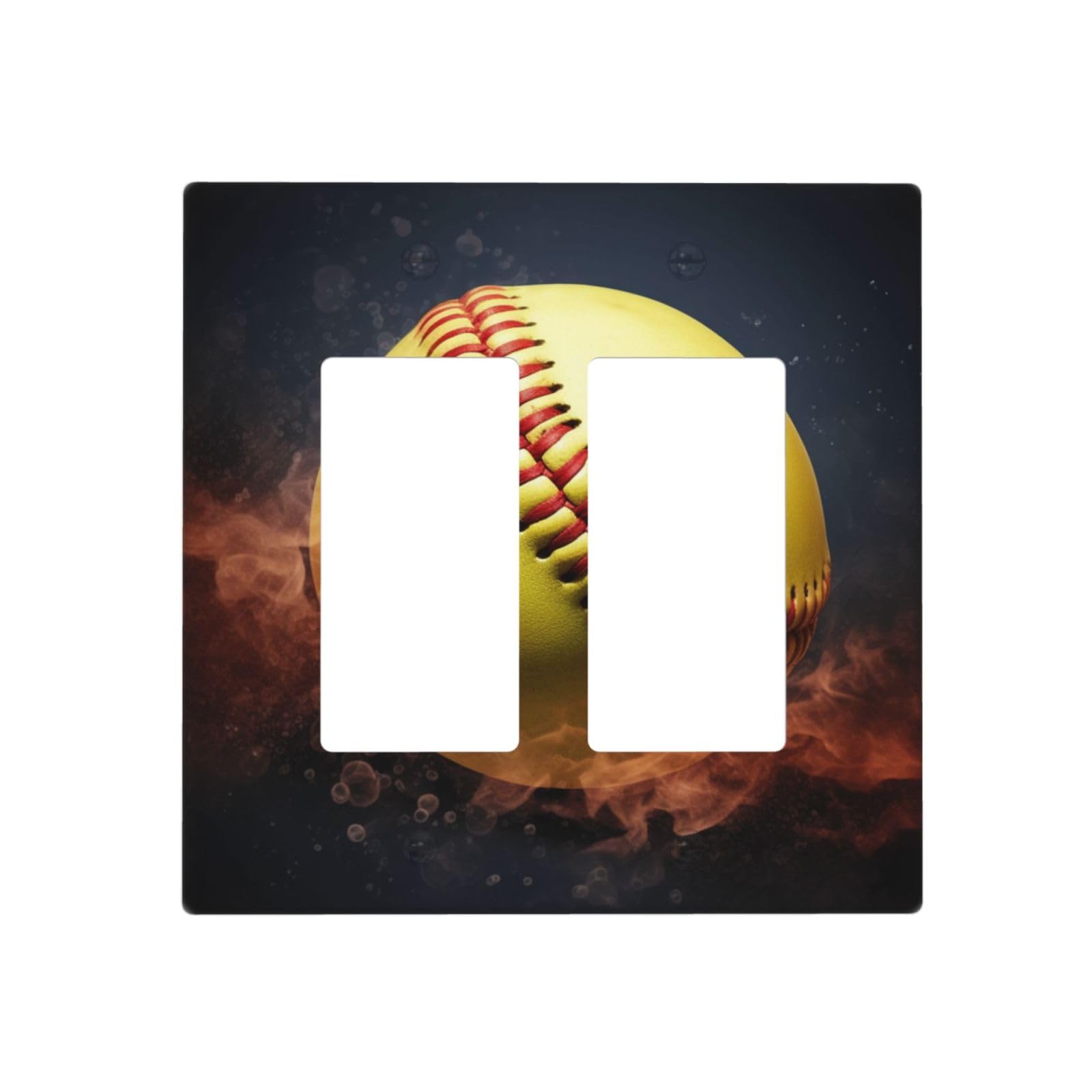 Decorator Wall Plate 2 Gang Light Switch Covers Softball Wallplate Double Toggle Switch Plate Mid-size Electrical Outlet Covers Decorative Wall Switch Plate Cover