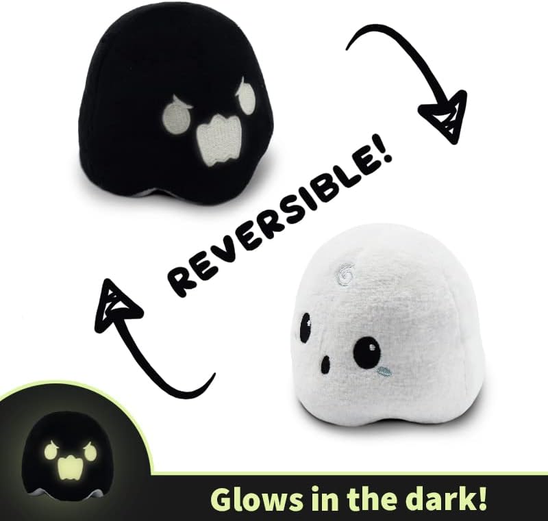 Miniatura 4 de TeeTurtle - El peluche reversible original de fantasma - Blanco + negro - Lindos animales de peluche con sensores para mostrar tu estado de ánimo -