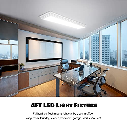 FAITHSAIL Dimmable 4FT LED Wraparound Light, 3 Color Temperature 3000K/4000K/5000K CCT 50W 5500LM 4 Foot Kitchen LED Light Fixture, Flush Mount 48 Inch Linear Ceiling Lighting Fixture, 1 Pack