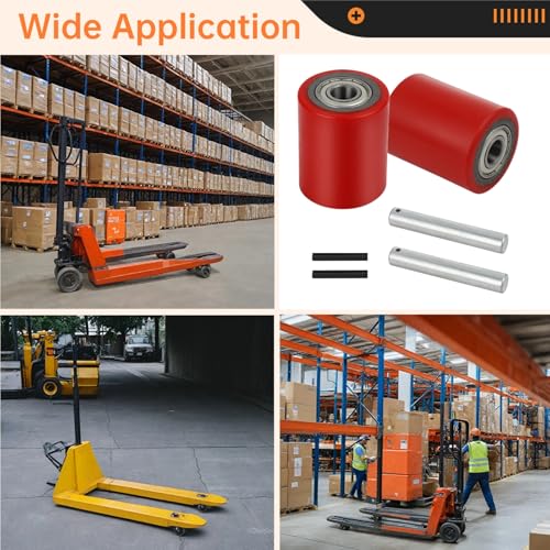 Image of Homaisson 2 Pair Pallet Jack Load Wheels, Manual Pallet Jack Truck Wheels 3 inch x 3.75 inch with Bearings ID 20mm, Pallet Jack and Lift Truck Rear Wheel Replacement(2 Pair)