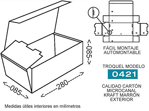 Pack 250 cajas para envíos 280x085x085mm. Caja automontable. Caja cartón Kraft. Montaje muy fácil y sencillo.Apta para envíos postales. Ultraresistentes. Ideal para tiendas online