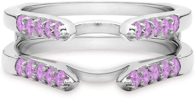 Round Cut Purple Amethyst Wedding Band Enhancer Guard for Women, 14K Gold Finish 925 Silver Ladies Purple Amethyst Wrap Ring