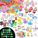 GSrenyu 150 pieces Luminous Miniature Resin Animals, 24 Styles Tiny Little Resin Animal Glow in the Dark Mini Small Plastic Animal Figures for Potted Garden Aquarium Dollhouse Decor