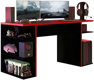 Madesa Large Modern Gaming Computer Desk 53 Inch with 5 Shelves Cable Management Student Study Wooden Table Home Office Ga Price In India