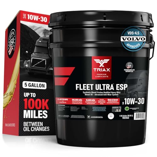 TRIAX Fleet Ultra ESP 10W-30 API CK-4 Licensed Synthetic Blend, Moly and Boron Performance Boosted, Heavy Duty Diesel Engine Oil, Compatible with Volvo, Mack, Cummins, DD (5 Gallon)