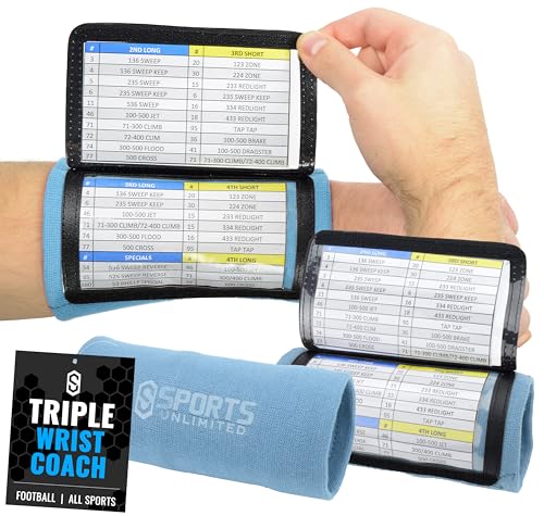 Image of Sports Unlimited Adult Triple Wrist Coach, Football Wristbands for Plays, Baseball Wristbands, QB Arm Bands