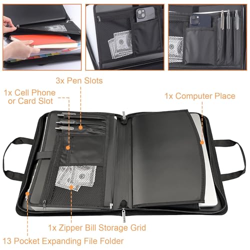 Organizador de arquivos sanfonado, organizador de documentos importante com 13 bolsos, pasta expansí