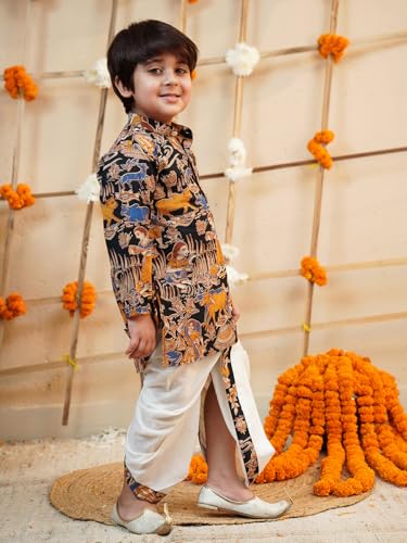 Image of AJ DEZINES Kids Ethnic Wear Pure Cotton Dhoti Kurta Set For Boys