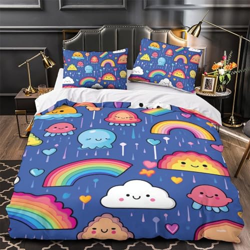 Housse de couette 140x200 arc-en-ciel 3D en microfibre pour lit simple - 4