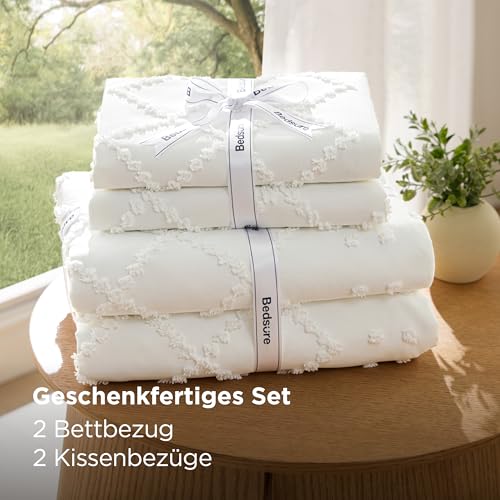 BEDSURE Weiß Boho Bettwäsche 4tlg - 135x200 cm – Ansicht 6