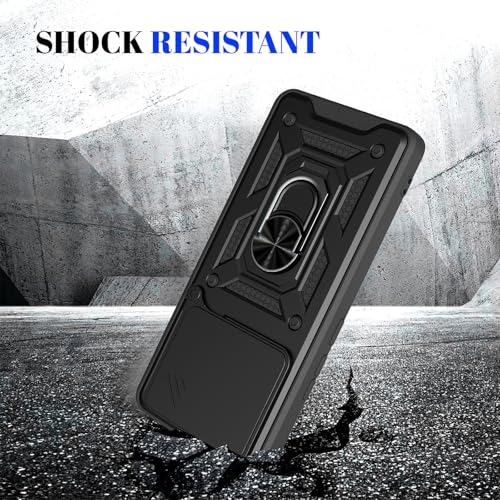 Image of Shockproof Back Case Cover for Xiaomi 17 5G, Shockproof Xiaomi 17 Back Cover, Ring Case with Kickstand and Camera Protection Shutter - Black