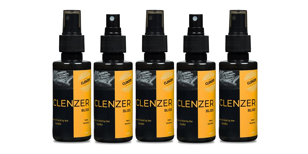 Clenzer BLISS Alcohol Based Liquid Hand Sanitizer Spray - 80% Ethyl Alcohol, Kills 99.9% Bacteria & Germs, Prevents Skin Dryness, Signature Fragrance, No Parabens, No Sulphate & No Color (100 ml X 5) (B095NDCWRM) Amazon Price History, Amazon Price Tracker
