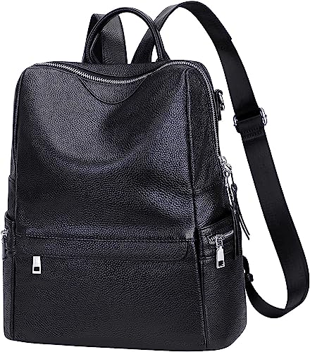 Image of MUCHOVA Teen Girl Fashion Backpack Purses Multipurpose Design Handbags and Shoulder Bag Faux Leather Travel bag Casual Backpack With Shoulder printed Strap (Black)