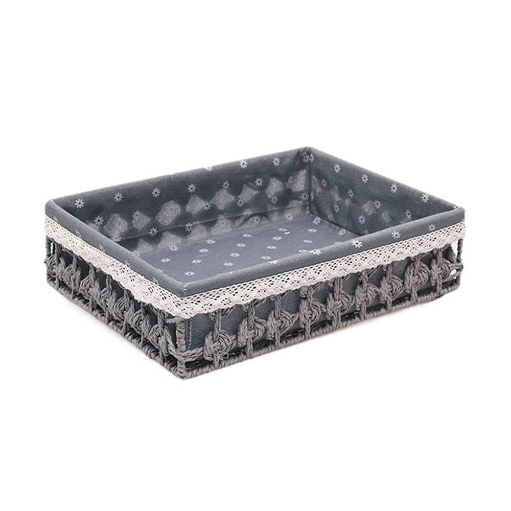Basket Storage Box Kitchen bedroom Accessories Rattan Desktop Sundries Organizer Bread Rectangle Cosmetic