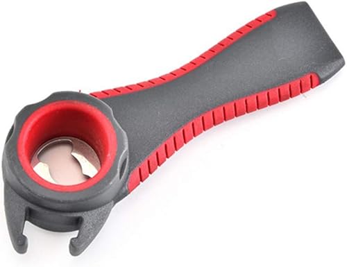 Miniatura 2 de LETOOR Bote de botella 5 en 1, agarre giratorio de tapa, mango de agarre suave, abridor multifunción, 5.6 pulgadas, negro-rojo