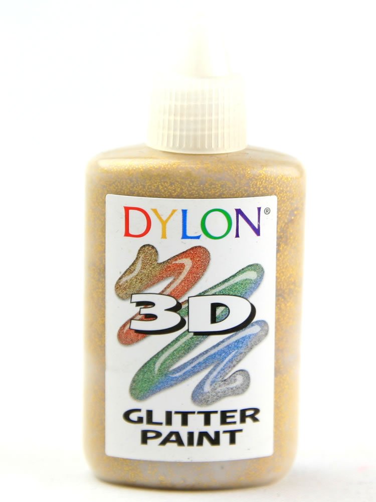 Dylon 3D Fabric Paint Colour Fun Effects Glitter Gold - 25ml Bottle