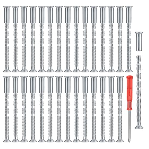 Lot de 60 connecteurs de meubles M4 (30 vis + 30 boulons) avec manchons de raccordement, longueur réglable pour poignées de porte