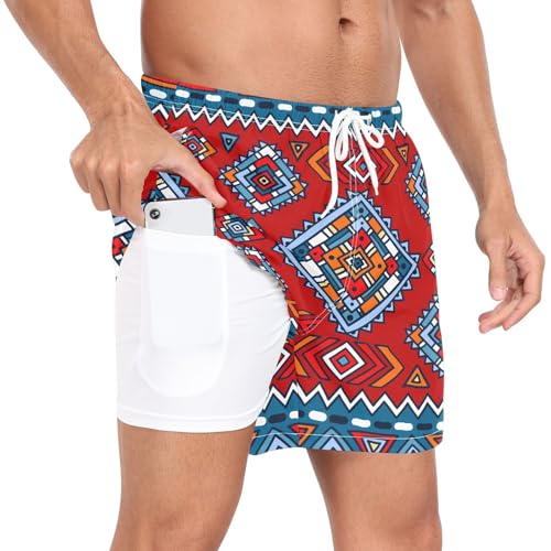Mens Swim Trunks Quick Dry Beach Shorts with Compression Liner Pockets Mandala3
