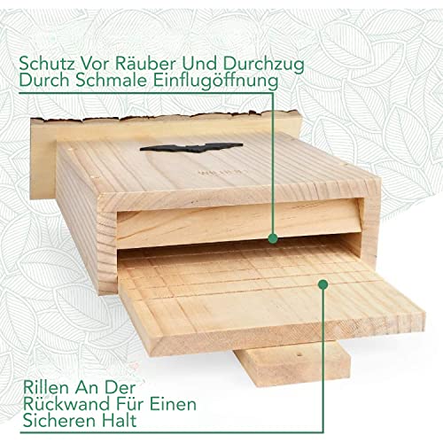 WILDLIFE FRIEND I Großer Schwerer Fledermauskasten mit Rindendach nach NABU - Fertig Montiert & 100% Wetterfest - Verschraubt, Fledermaus-Haus & Nistkasten Fledermäuse, Sommer & Winterquartier