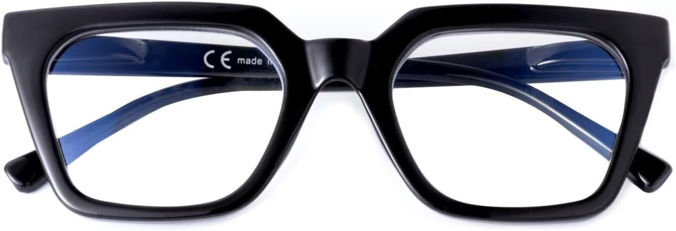 SKYWAY Oversized Reading Glasses for Women Men, Fashion Large Square Blue Light Blocking Computer Readers Cat Eye Ladies Glasses with Spring Hinge