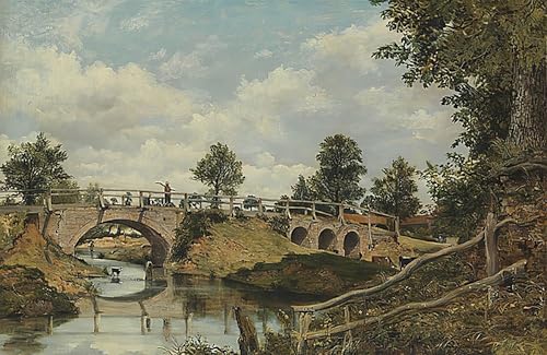 Cuadro en lienzo para despachos elegantes con el paisaje Un vecchio ponte a Hendon