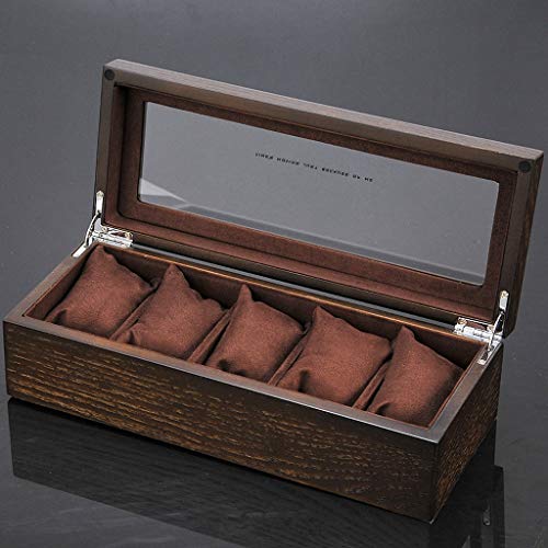 Preisvergleich Produktbild LUYIYI Uhr Aufbewahrungsbox mit abnehmbarem Kissen, Vitrine, Haushalt Holzschmuck Armband Uhrensammlung 5-Slot (Color : B)