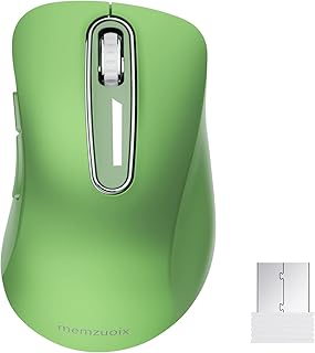 memzuoix 2.4G Wireless Mouse, 1200 DPI Mobile Optical Cordless Mouse with USB Receiver, Portable Computer Mice Wireless Mouse for Laptop, PC, Desktop, MacBook, 5 Buttons (Green)