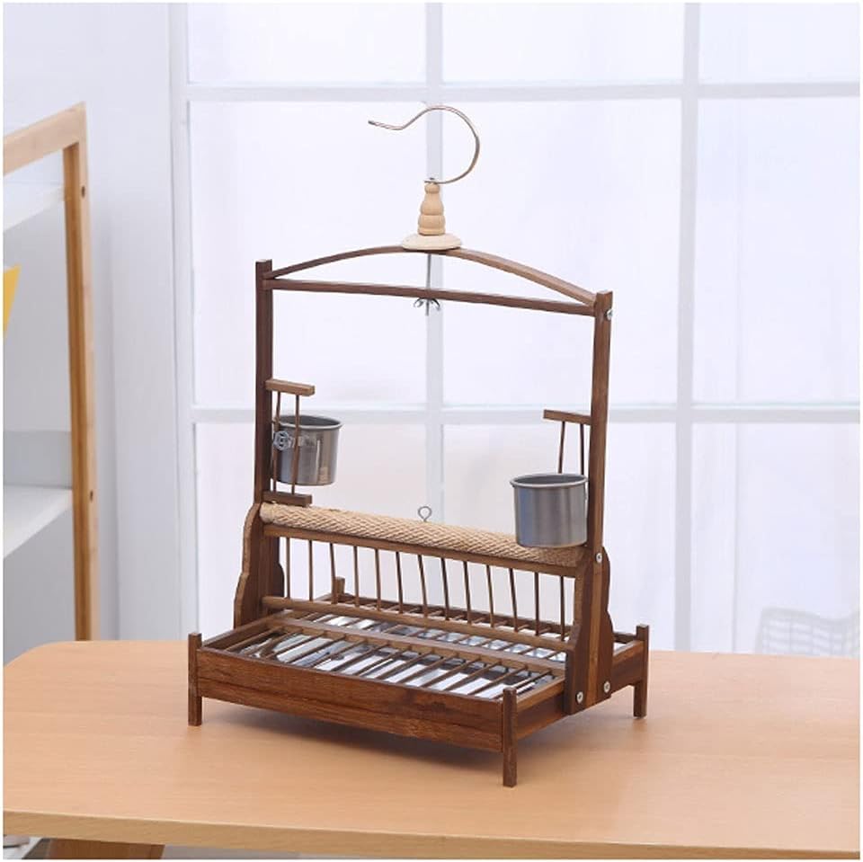 Solid Bird Cage Parakeet Stand Cockatoo Interactive Stand with Stainless Steel Food Cup and Small Parrot Chassis for Lovebirds Finches Parrotlet Bird Cage,Small