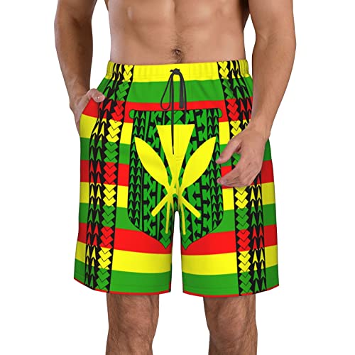 Tribal Kanaka Maoli Flag Men Shorts Beach Board Trunk Swim Casual with Pockets Boxer Briefs Outdoor