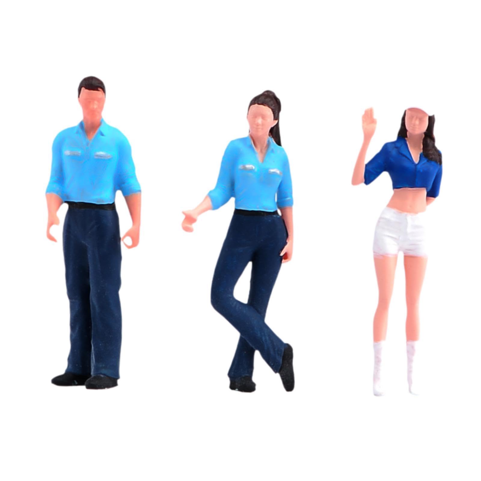 Set di 3 Miniature, Modello di Stazione di Servizio in Resina, Accessori, Decorazione, Adatto per Micropaesaggi E Modellismo Ferroviario, Blu