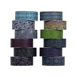 elec Space 12 Rolls Washi Tape Set, Decorative Adhesive for DIY Crafts Gift Wrapping, Photo Frame, P